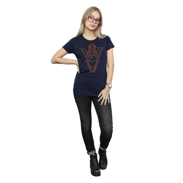 Marvel Womens/Ladies Black Panther Tribal Heads Cotton T-Shirt