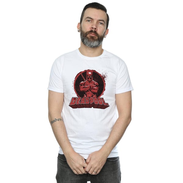 Deadpool Mens Arms Crossed Logo T-Shirt