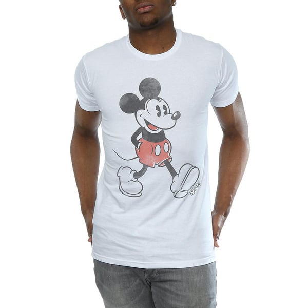 Disney Mens Walking Mickey Mouse Cotton T-Shirt