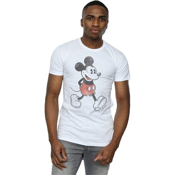 Disney Mens Walking Mickey Mouse Cotton T-Shirt