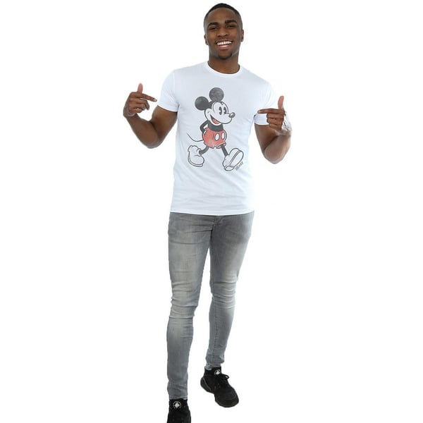 Disney Mens Walking Mickey Mouse Cotton T-Shirt