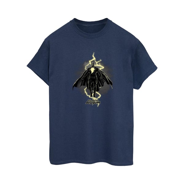 DC Comics Dam/Dam Svart Adam Svävande Blixt Bomull Boyfriend T-Shirt