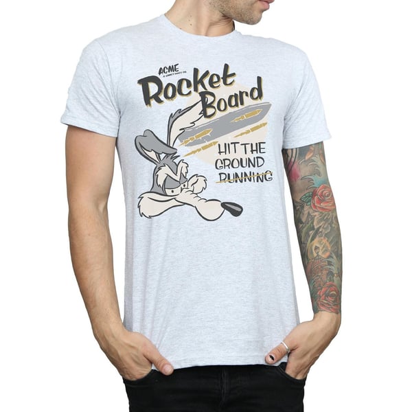 Looney Tunes Mens Rocket Board Wile E Coyote Cotton T-Shirt