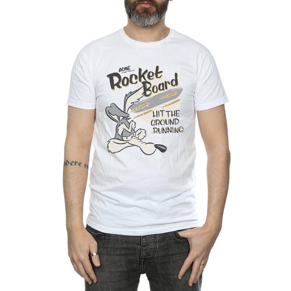 Looney Tunes Mens Rocket Board Wile E Coyote Cotton T-Shirt