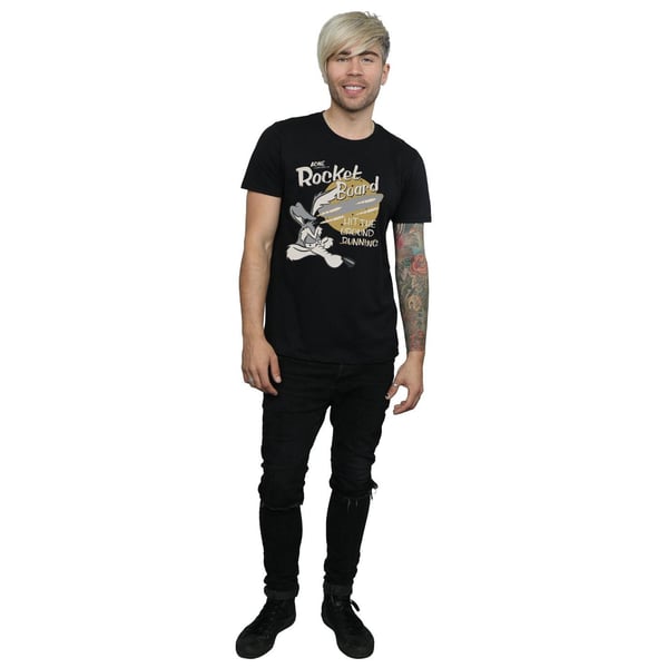 Looney Tunes Mens Rocket Board Wile E Coyote Cotton T-Shirt