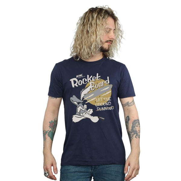 Looney Tunes Mens Rocket Board Wile E Coyote Cotton T-Shirt