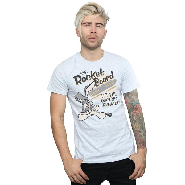 Looney Tunes Mens Rocket Board Wile E Coyote Cotton T-Shirt