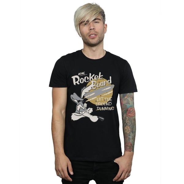 Looney Tunes Mens Rocket Board Wile E Coyote Cotton T-Shirt