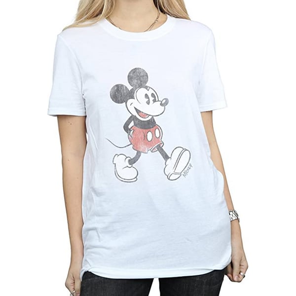 Disney Womens/Ladies Walking Mickey Mouse Cotton Boyfriend T-Shirt