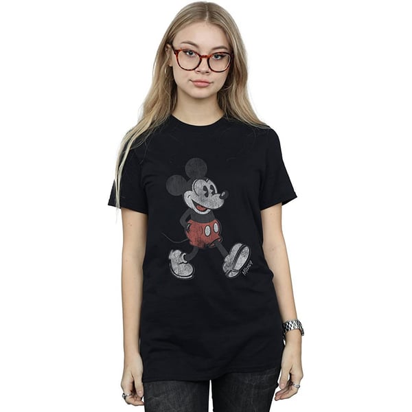 Disney naisten/naisten kävelevä Mikki Hiiri puuvillainen boyfriend-T-paita