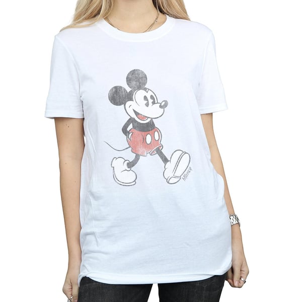 Disney Womens/Ladies Walking Mickey Mouse Cotton Boyfriend T-Shirt