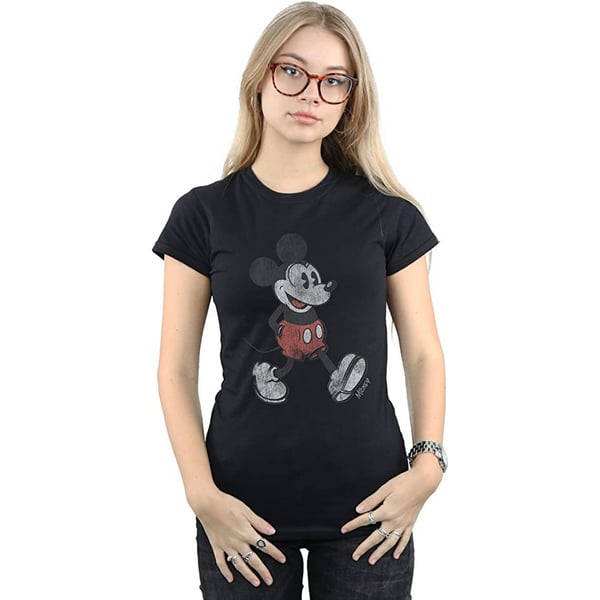 Disney Dam/Dam Walking Musse Pigg T-shirt i bomull