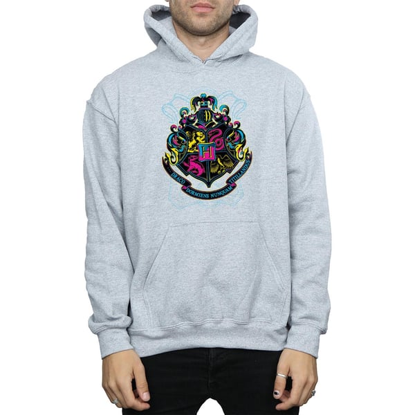 Harry Potter Mens Neon Hogwarts Crest Hoodie