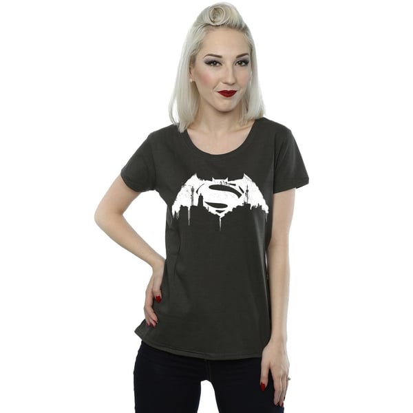 DC Comics Womens/Ladies Batman v Superman Beaten Logo Cotton T-Shirt