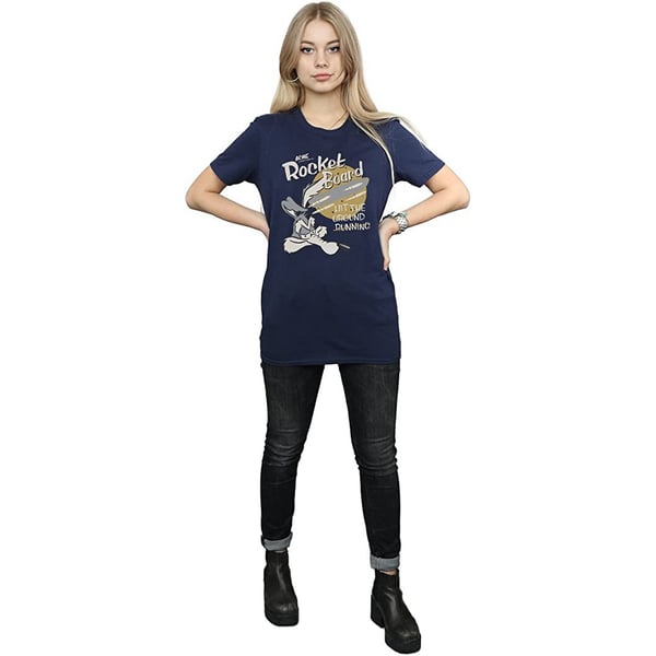 Looney Tunes Womens/Ladies Rocket Board Wile E Coyote Cotton Boyfriend T-Shirt