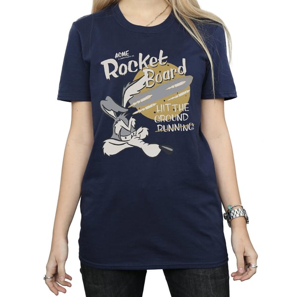 Looney Tunes Womens/Ladies Rocket Board Wile E Coyote Cotton Boyfriend T-Shirt