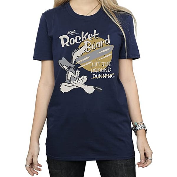 Looney Tunes Womens/Ladies Rocket Board Wile E Coyote Cotton Boyfriend T-Shirt