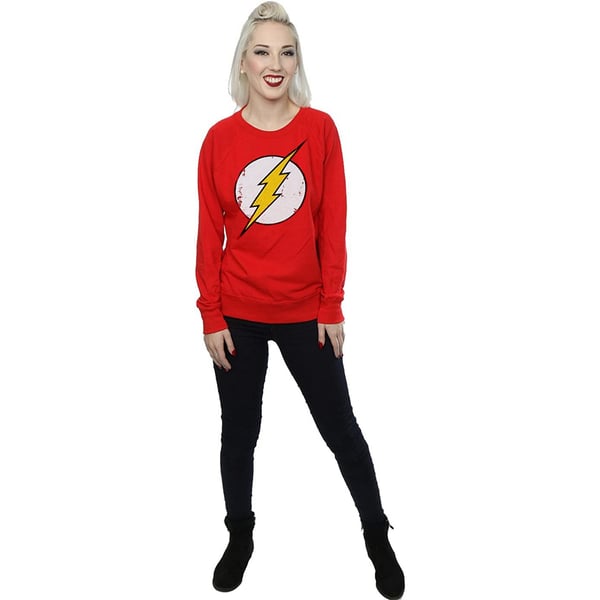 The Flash Womens/Ladies Distressed Logo Cotton Sweatshirt