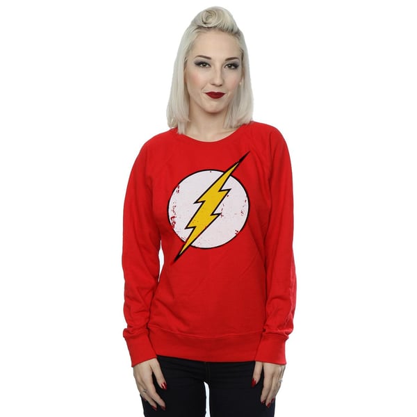The Flash Womens/Ladies Distressed Logo Cotton Sweatshirt