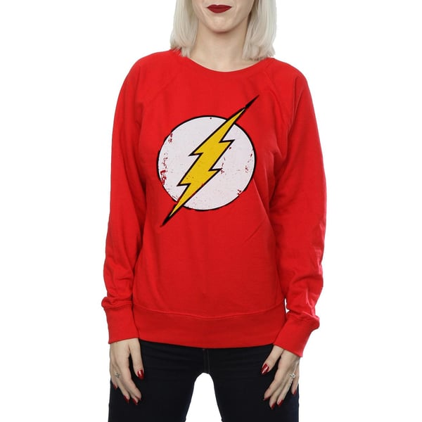 The Flash Womens/Ladies Distressed Logo Cotton Sweatshirt