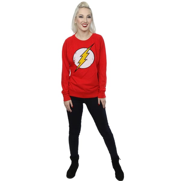 The Flash Womens/Ladies Distressed Logo Cotton Sweatshirt