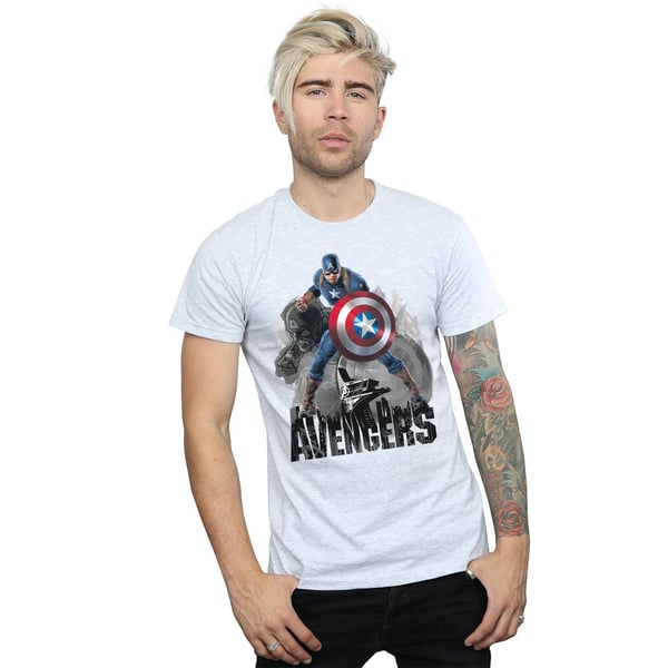 Marvel Mens Captain America Action Pose T-Shirt