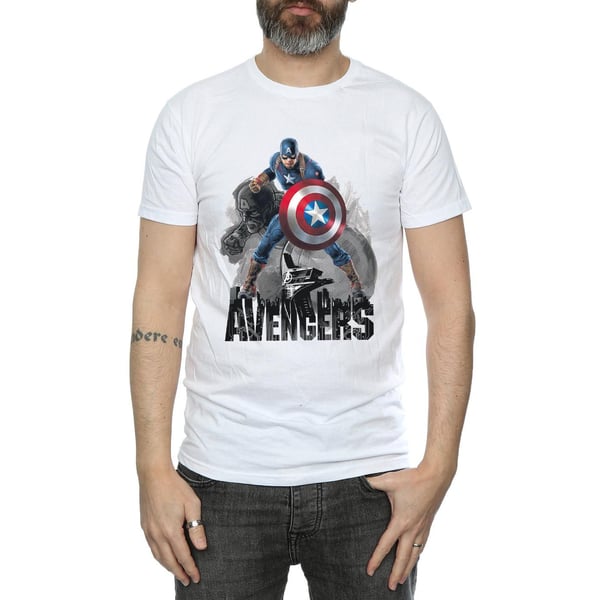 Marvel Mens Captain America Action Pose T-Shirt