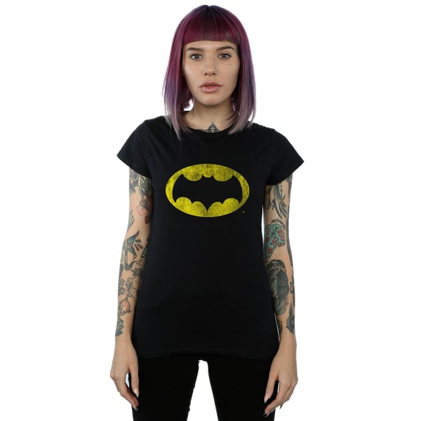DC Comics Womens/Ladies Batman TV Series Distressed Logo Cotton T-Shirt