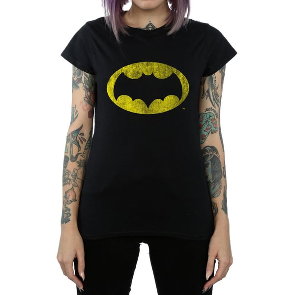 DC Comics Womens/Ladies Batman TV Series Distressed Logo Cotton T-Shirt