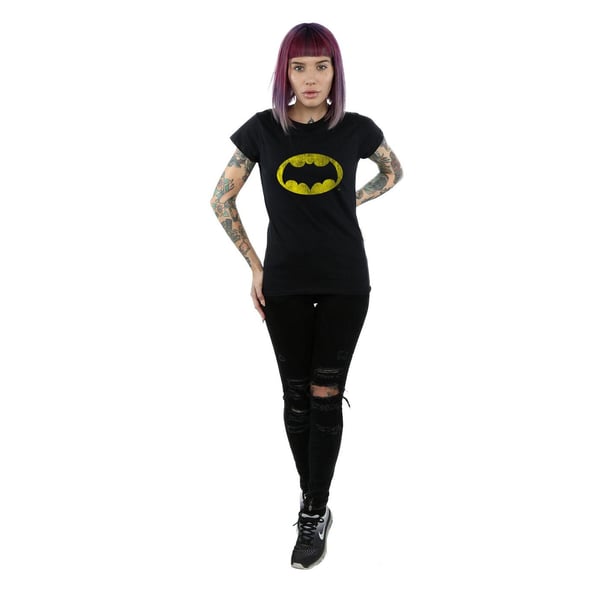 DC Comics Womens/Ladies Batman TV Series Distressed Logo Cotton T-Shirt
