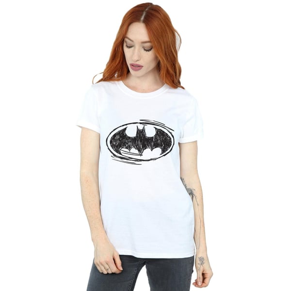 DC Comics Womens/Ladies Batman Sketch Logo Cotton Boyfriend T-Shirt