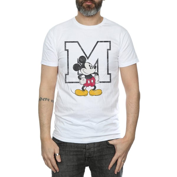 Disney Mens Classic M Mickey Mouse Cotton T-Shirt