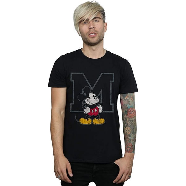 Disney Mens Classic M Mickey Mouse Cotton T-Shirt