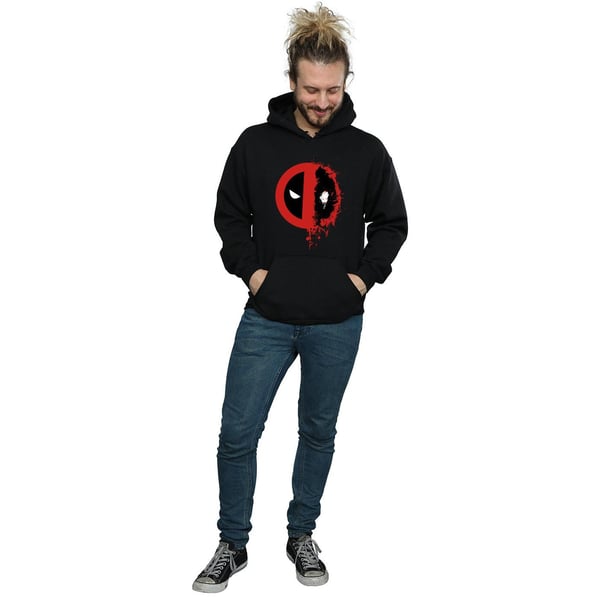 Deadpool Mens Paint Splatter Logo Hoodie