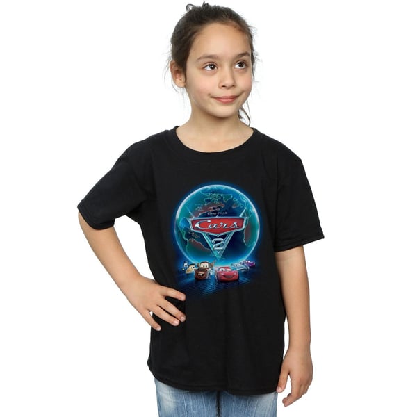 Disney Girls Cars Globe Movie Poster Cotton T-Shirt