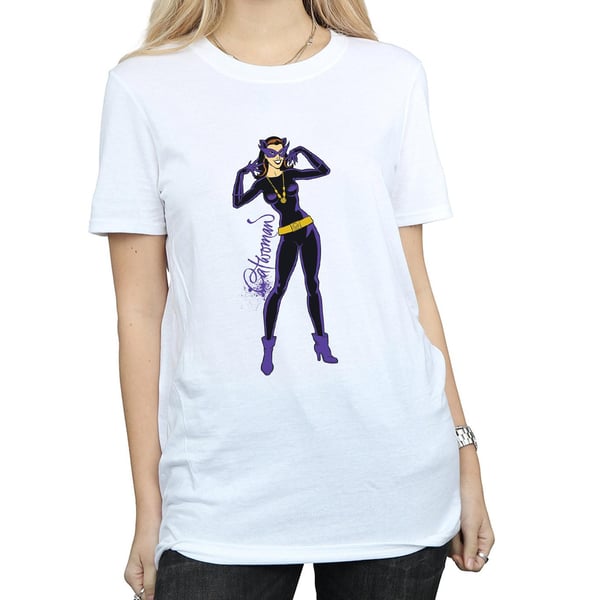 DC Comics Womens/Ladies Catwoman Happy Pose Cotton Boyfriend T-Shirt