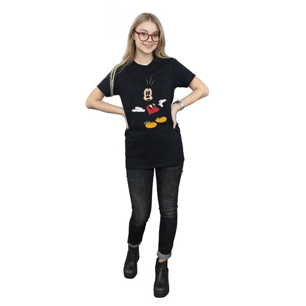 Disney Womens/Ladies Mickey Mouse Surprised Cotton Boyfriend T-Shirt
