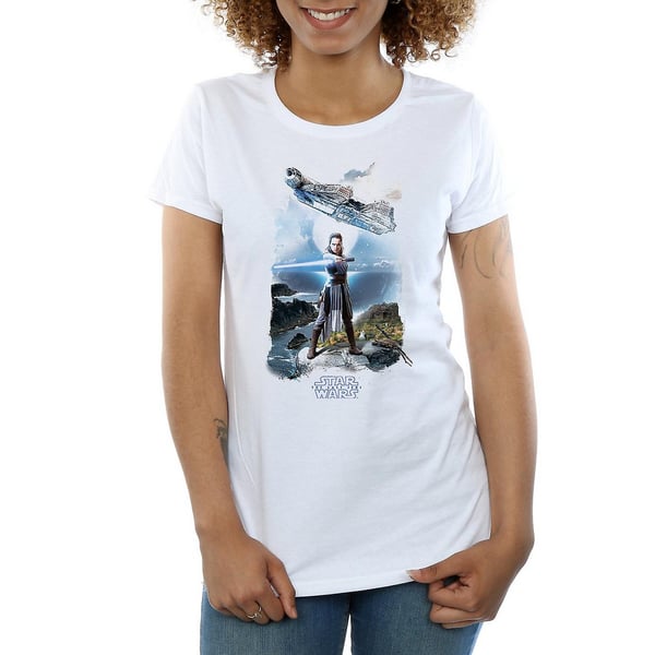 Star Wars: The Last Jedi Womens/Ladies Rey Millennium Falcon Cotton T-Shirt