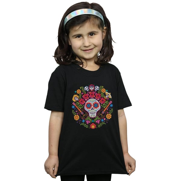 Disney Girls Coco Embroidered Skull Print Cotton T-Shirt