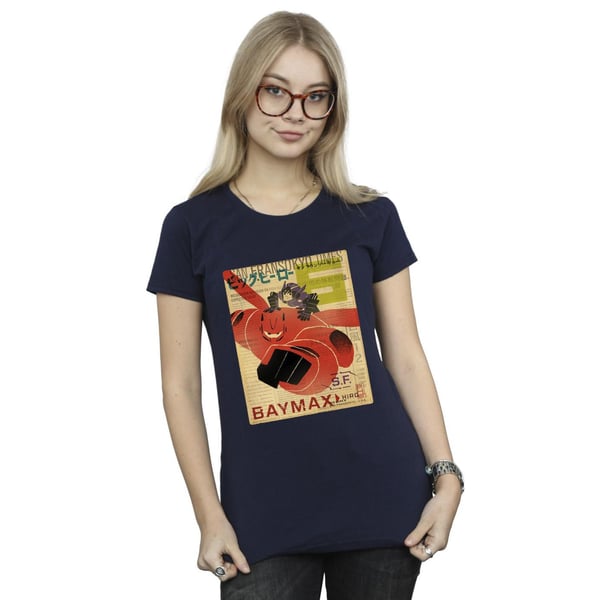 Disney Womens/Ladies Big Hero 6 Baymax Flying Baymax Newspaper Cotton T-Shirt