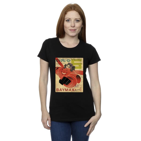 Disney Womens/Ladies Big Hero 6 Baymax Flying Baymax Newspaper Cotton T-Shirt