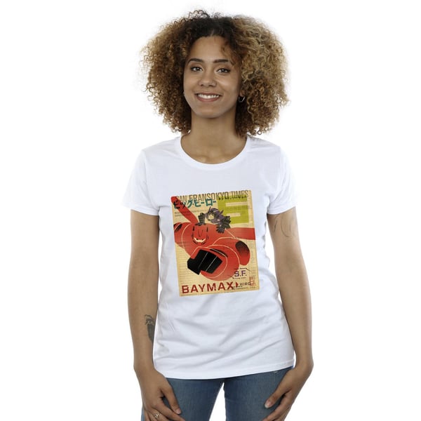 Disney Womens/Ladies Big Hero 6 Baymax Flying Baymax Newspaper Cotton T-Shirt