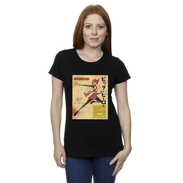 Disney Womens/Ladies Big Hero 6 Baymax Honey Lemon Newspaper Cotton T-Shirt