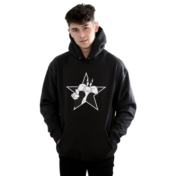 Looney Tunes Mens Sylvester Mono Star Hoodie