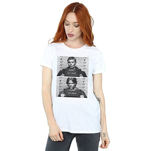 Supernatural Naisten Winchester Mugshot Puuvillainen Boyfriend T-paita