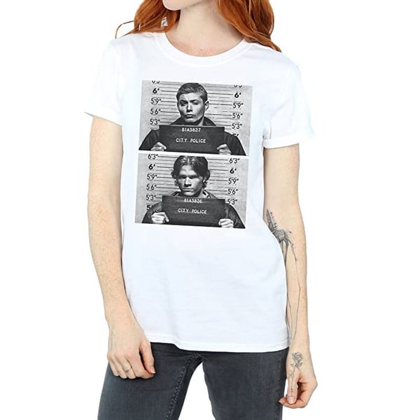 Supernatural Womens/Ladies Winchester Mugshot Cotton Boyfriend T-Shirt