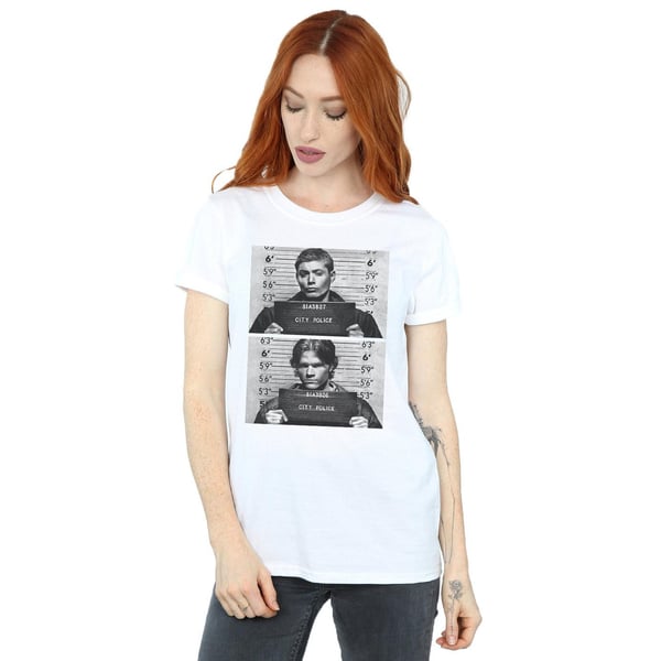 Supernatural Womens/Ladies Winchester Mugshot Cotton Boyfriend T-Shirt