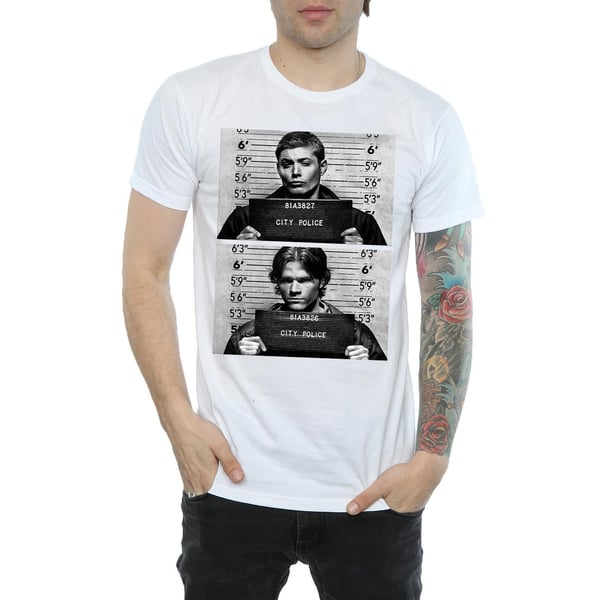 Supernatural Mens Winchester Mugshot Cotton T-Shirt