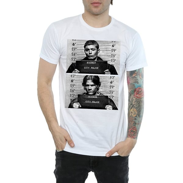 Supernatural Mens Winchester Mugshot Cotton T-Shirt