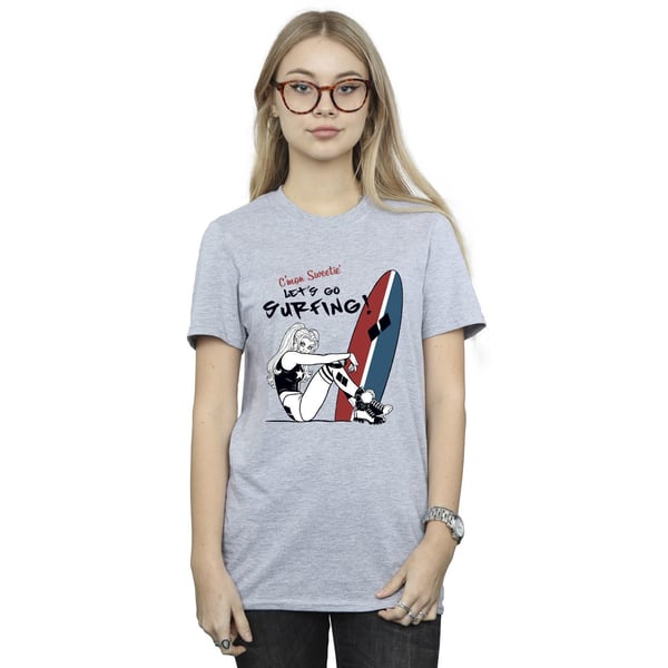 DC Comics Womens/Ladies Harley Quinn Let´s Go Surfing Cotton Boyfriend T-Shirt